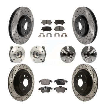Front Rear Hub Bearing Coated Disc Brake Rotor Pad Kit (10Pc) For 2013-2014 Volvo S60 AWD KBB-115955