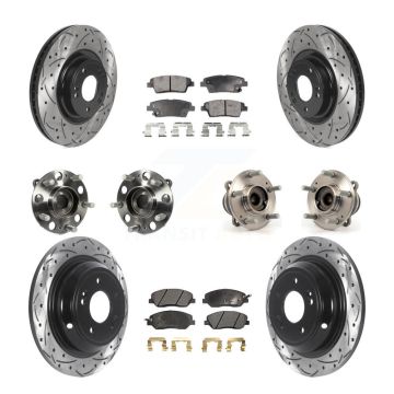 Front Rear Hub Bearing Coated Brake Rotor & Pads Kit (10Pc) For 2012 Hyundai Genesis 3.8L KBB-115956