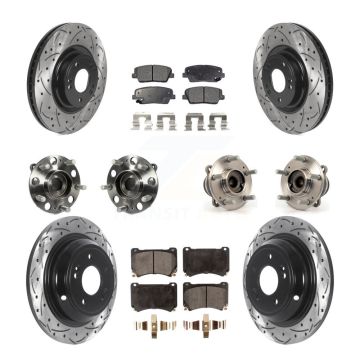 Front Rear Hub Bearing Coated Disc Brake Rotor & Pads Kit (10Pc) For Hyundai Genesis 4.6L KBB-115957
