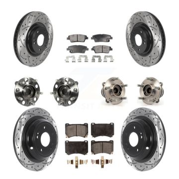 Front Rear Hub Bearings Coated Disc Brake Rotors And Pads Kit (10Pc) For Hyundai Genesis KBB-115958