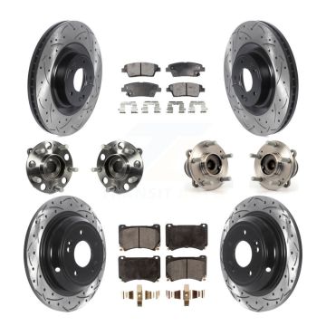 Front Rear Hub Bearing Coat Brake Rotor Pad Kit (10Pc) For 2012-2014 Hyundai Genesis 5.0L KBB-115959