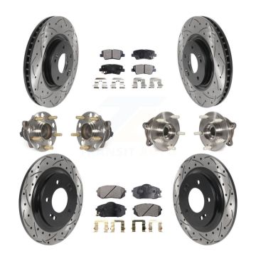 Front Rear Hub Bearing Coat Brake Rotor Pad Kit (10Pc) For 2015 Hyundai Sonata GAS engine KBB-115969