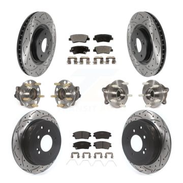 Front Rear Hub Bearings Coated Disc Brake Rotors And Pads Kit (10Pc) For Kia Sportage KBB-115970