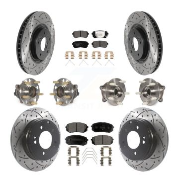 Front Rear Hub Bearing Coated Disc Brake Rotor And Ceramic Pads Kit (10Pc) For Kia Optima KBB-115971