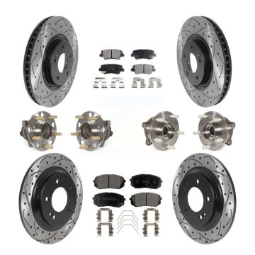 Front Rear Hub Bearing Coat Brake Rotor Pad Kit (10Pc) For 2016 Hyundai Sonata GAS engine KBB-115972