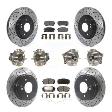 Front Rear Hub Bearing Coated Brake Rotor & Pads Kit (10Pc) For Hyundai Sonata GAS engine KBB-115975