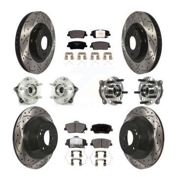 Front Rear Hub Bearing Coated Brake Rotor & Pad Kit (10Pc) For Hyundai Santa Fe Sport AWD KBB-115989