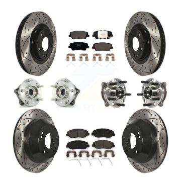 Front Rear Hub Bearing Coated Disc Brake Rotor Pad Kit (10Pc) For Hyundai Santa Fe XL AWD KBB-115990