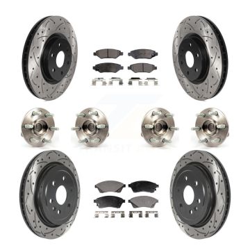 Front Rear Hub Bearing Coated Disc Brake Rotor Pads Kit (10Pc) For Cadillac SRX Saab 9-4X KBB-115993