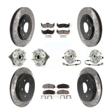 Front Rear Hub Bearings Coated Disc Brake Rotors And Pads Kit (10Pc) For Nissan Armada KBB-115994