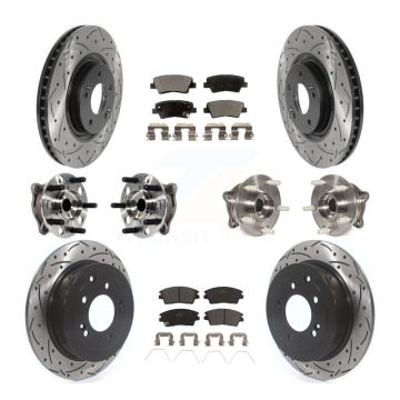 Front Rear Hub Bearings Coated Disc Brake Rotors And Pads Kit (10Pc) For Kia Sportage KBB-116003