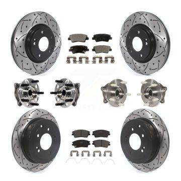 Front Rear Hub Bearing Coated Brake Rotor Pads Kit (10Pc) For Hyundai Tucson Kia Sportage KBB-116004