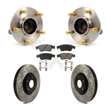 Front Hub Bearing Assembly Coated Drilled Slotted Brake Rotor & Pads Kit For INFINITI G35 KBB-116011