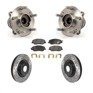 Front Hub Bearing Assembly Drilled Slot Brake Rotor Pad Kit For 2012 Hyundai Genesis 3.8L KBB-116012