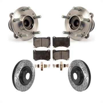 Front Hub Bearing Assembly Coated Drilled Slotted Brake Rotor Pad Kit For Hyundai Genesis KBB-116013