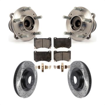 Front Hub Bearing Assembly Coat Drill Slot Brake Rotor Pads Kit For Hyundai Genesis Equus KBB-116014