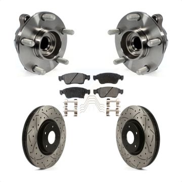 Front Hub Bearing Assembly Coated Drill Slot Brake Rotor Pad Kit For INFINITI G37 G35 Q60 KBB-116027