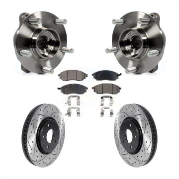 Front Hub Bearing Assembly Drilled Slot Brake Rotor & Pad Kit For INFINITI FX35 FX37 FX45 KBB-116028