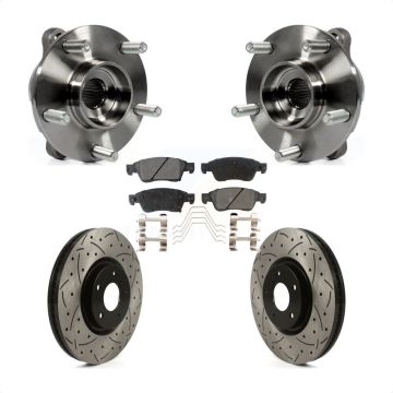 Front Hub Bearing Assembly Coated Drilled Slot Brake Rotor & Pad Kit For INFINITI G35 Q60 KBB-116029