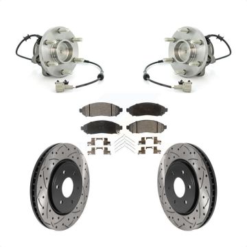 Front Hub Bearing Drilled Slot Brake Rotor Pads Kit For Nissan Frontier Pathfinder Xterra KBB-116036