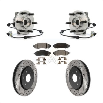 Front Hub Bearing Drilled Slot Brake Rotor Pads Kit For Nissan Frontier Pathfinder Xterra KBB-116037