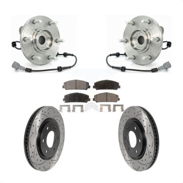 Front Hub Bearing Drilled Slot Brake Rotor Pads Kit For Nissan TITAN Armada INFINITI QX56 KBB-116039
