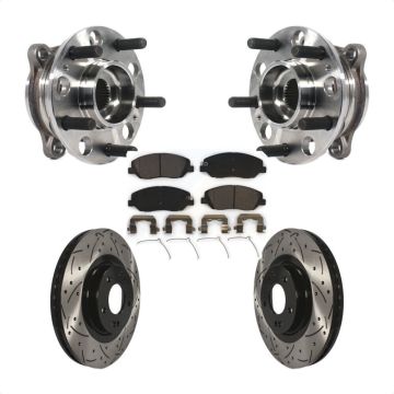 Front Hub Bearing Assembly Coated Drill Slot Brake Rotor Pads Kit For Hyundai Santa Fe XL KBB-116046