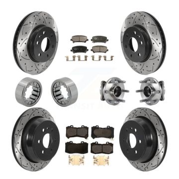 Front Rear Hub Bearing Coated Brake Rotor Pads Shoe Kit (10Pc) For Chevrolet Colorado GMC KBB-116056