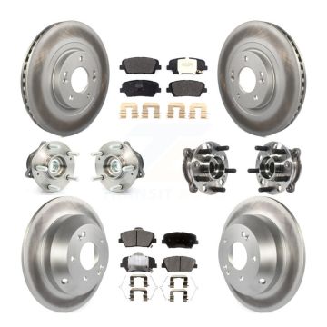 Front Rear Hub Bearing Coated Brake Rotor & Pad Kit (10Pc) For Hyundai Santa Fe Sport FWD KBB-116060