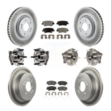 Front Rear Hub Bearings Coated Disc Brake Rotors And Pads Kit (10Pc) For Kia Sportage KBB-116071
