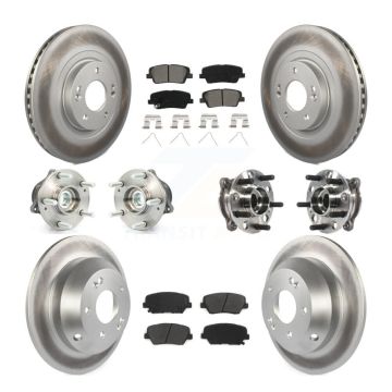Front Rear Hub Bearing Coated Brake Rotor & Pad Kit (10Pc) For Hyundai Santa Fe Sport FWD KBB-116090
