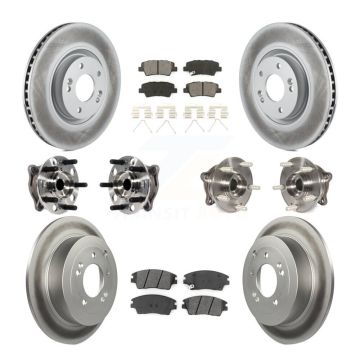 Front Rear Hub Bearings Coated Disc Brake Rotors And Pads Kit (10Pc) For Kia Sportage KBB-116102