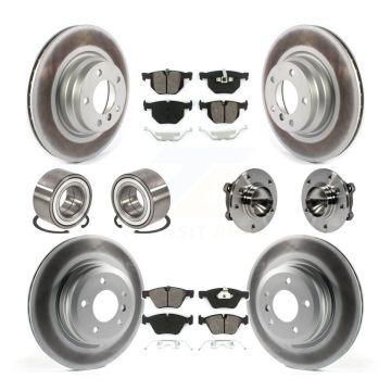 Front Rear Hub Bearing Coated Disc Brake Rotor And Pads Shoe Kit (10Pc) For 2006 BMW 330i KBB-116117