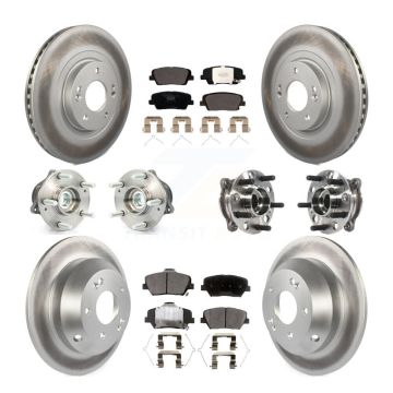 Front Rear Hub Bearing Coated Brake Rotor & Pad Kit (10Pc) For Hyundai Santa Fe Sport FWD KBB-116120