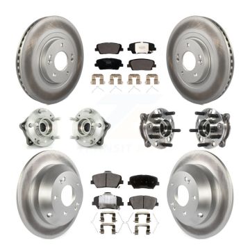 Front Rear Hub Bearing Coated Brake Rotor & Pad Kit (10Pc) For Hyundai Santa Fe Sport AWD KBB-116130