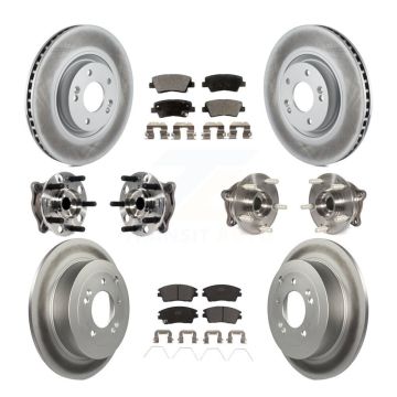 Front Rear Hub Bearings Coated Disc Brake Rotors And Pads Kit (10Pc) For Kia Sportage KBB-116132