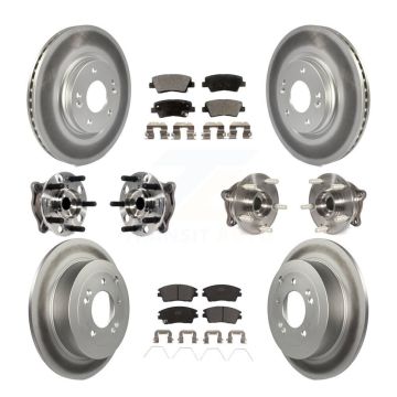Front Rear Hub Bearing Coated Brake Rotor Pads Kit (10Pc) For Hyundai Tucson Kia Sportage KBB-116133