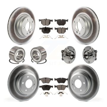 Front Rear Hub Bearing Coated Disc Brake Rotor And Pads Shoe Kit (10Pc) For 2006 BMW 330i KBB-116149