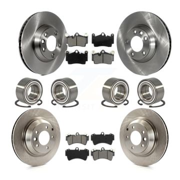 Front Rear Bearing Brake Rotor Pads Kit (10Pc) For Audi Q7 With 358mm Diameter KBB-116177