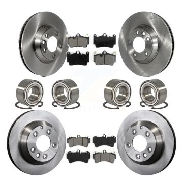 Front Rear Bearings Disc Brake Rotors And Pads Kit (10Pc) For Audi Q7 Volkswagen Touareg KBB-116178
