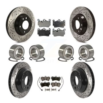 Front Rear Bearing Coated Disc Brake Rotor Pads Kit (10Pc) For Audi Q7 Volkswagen Touareg KBB-116181