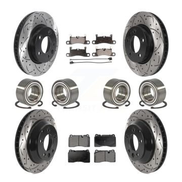 Front Rear Bearings Coated Disc Brake Rotors And Pads Kit (10Pc) For Volkswagen Touareg KBB-116182