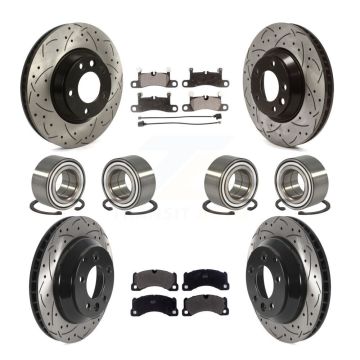 Front Rear Wheel Bearing Coated Disc Brake Rotors And Pads Kit (10Pc) For Porsche Cayenne KBB-116184