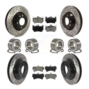 Front Rear Bearing Coated Disc Brake Rotor Pads Kit (10Pc) For Audi Q7 Volkswagen Touareg KBB-116187