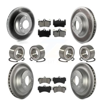 Front Rear Bearing Coated Disc Brake Rotor Pads Kit (10Pc) For Audi Q7 Volkswagen Touareg KBB-116191