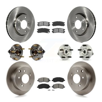 Front Rear Hub Bearing Disc Brake Rotor & Pads Kit (10Pc) For 2010-2012 Mitsubishi Galant KBB-116202