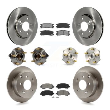 Front Rear Hub Bearing Assembly Disc Brake Rotor And Pad Kit (10Pc) For Mitsubishi Galant KBB-116203