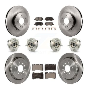 Front Rear Hub Bearing Disc Brake Rotor And Pad Kit (10Pc) For 2013-2015 Cadillac ATS AWD KBB-116211