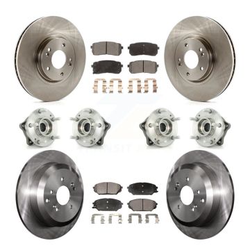 Front Rear Hub Bearing Disc Brake Rotor Pad Kit (10Pc) For 2007-2012 Hyundai Veracruz AWD KBB-116216