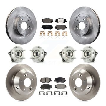 Front Rear Hub Bearing Disc Brake Rotor And Pads Kit (10Pc) For 2014-2015 Kia Sorento AWD KBB-116220